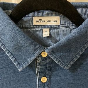 Peter Millar Cotton Collared Shirt - Blue Denim